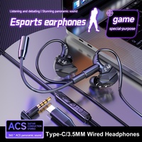 Type-C 3.5mm Jack E-sports In-ear Gaming Wired Headphones With Microphone Earphones Handsfree Gamer Earbuds For Samsung Xiaomi