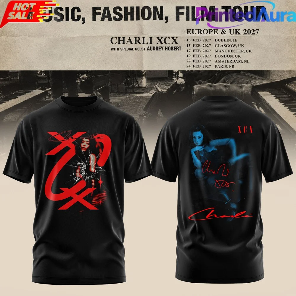 2026 Charli XCX Club Classics Lyrics T Shirt Double Sided Print Unisex Pop Tour Fan Merch Short Sleeve Cotton Tee