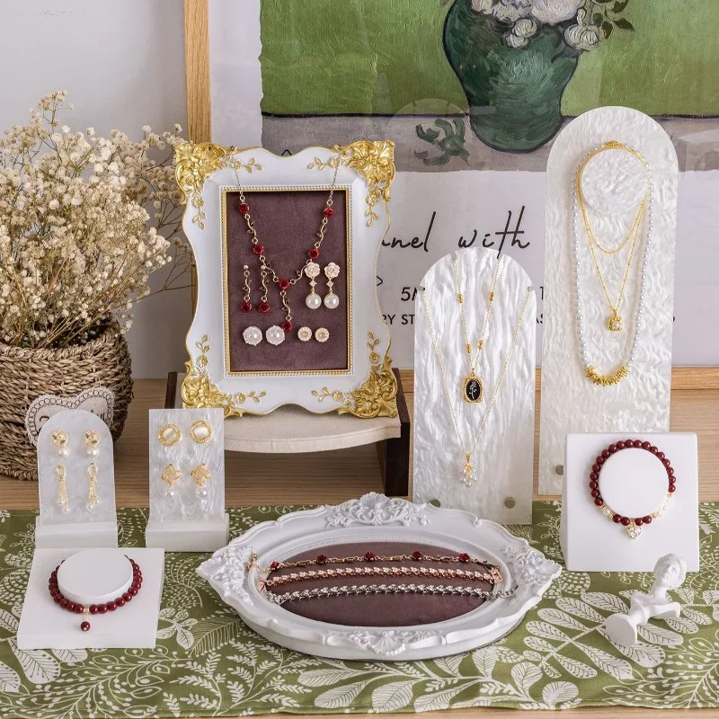 

Flannel Jewelry Displays Rack Acrylic Eardrop Showcase Stand Counter Necklace Show Organizer Holder Live Stream Display Prop