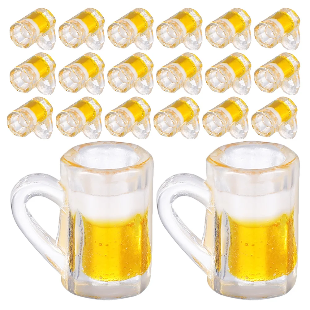 

24Pcs Miniature Beer Mug Resin Cups for Decoration Tiny Beer Glasses for Micro Landscape Pretend Play Accessories
