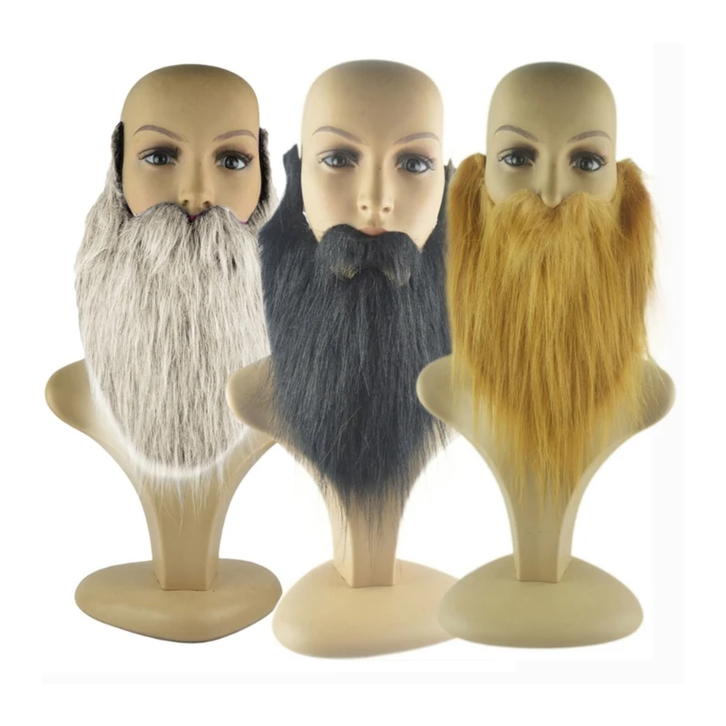 Fausses barbes fête d'Halloween, fausse barbe moustache drôle pour fournitures cosplay, vente directe