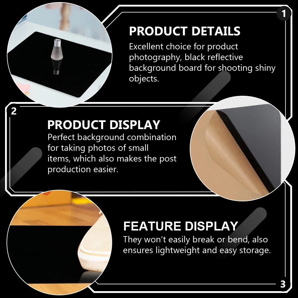 Black Acrylic Photography Backdrop Board Reflective Background Board For Product Photo Studio Tools Small Items Shoot