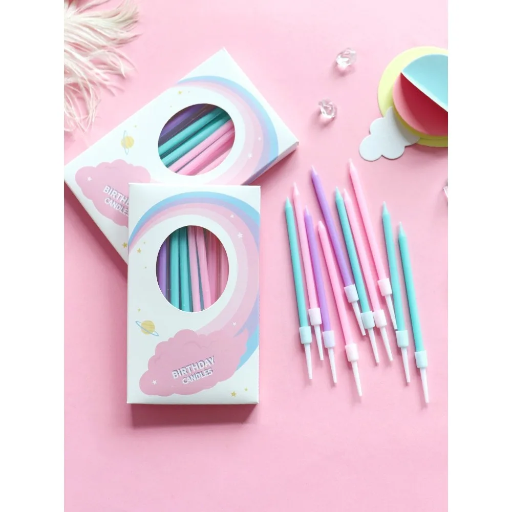 12pcs, Birthday Candles, Candy Color Birthday Party Photo Props, Rainbow Cake Decorations, Anniversary CakeCandles