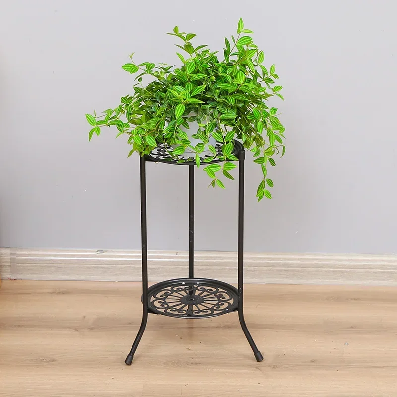 2-Tiered Tall Plant Stand Metal Plant Shelf Supports Rack for Indoor Outdoor Home Decoration