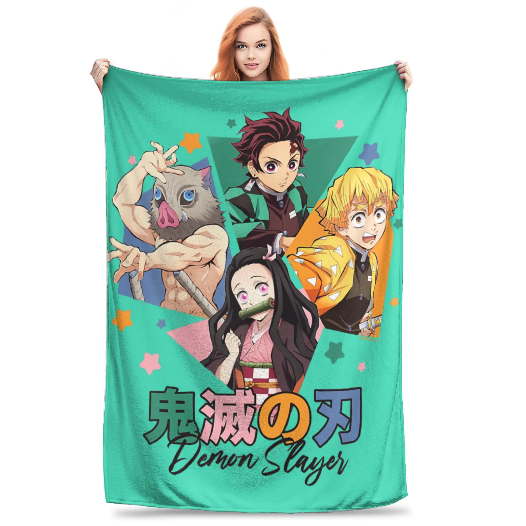 1PC Home Demon Slayer  Kimetsu no Yaiba Core Team Portrait  Blanket Throw Super Cosy Plush Living Room Sofa