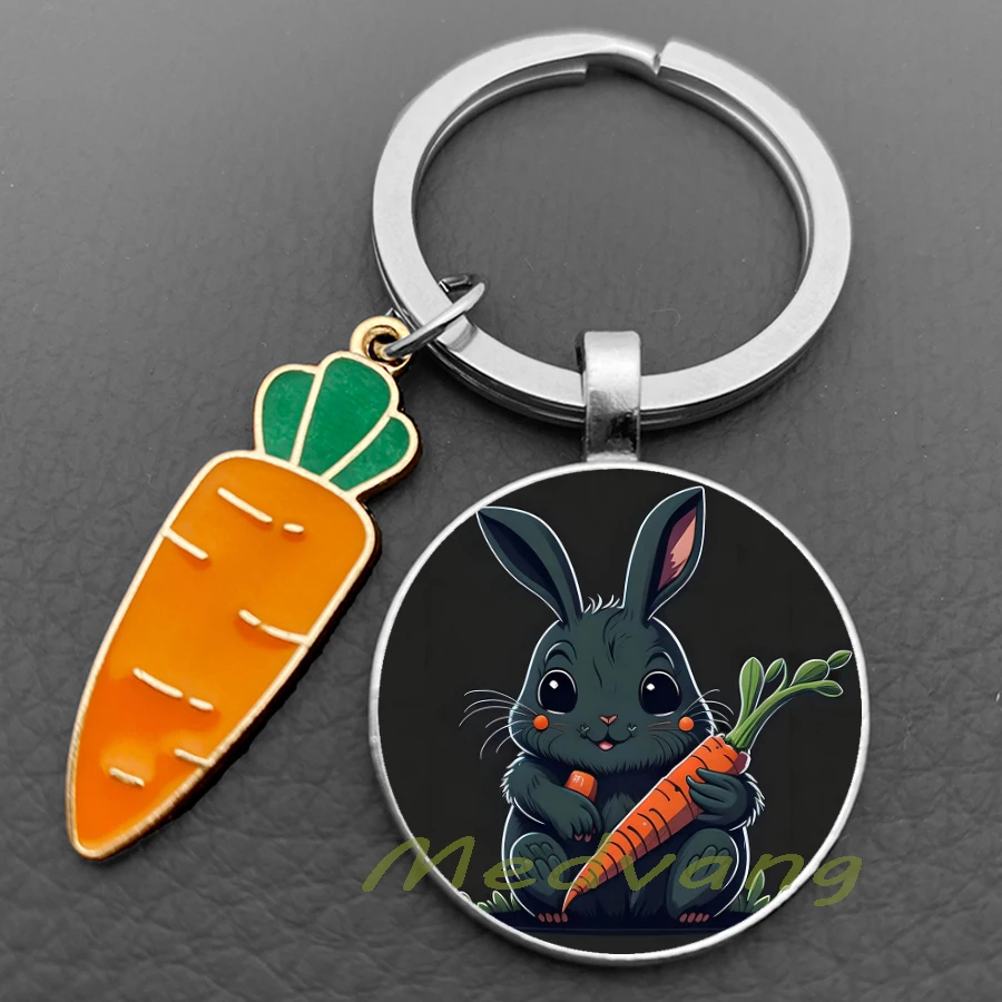 Easter Rabbit Keychain Acrylic Carrot Pendant Keyring Accessories Cute Rabbit Glass Women\'s Keychain Jewelry Gift