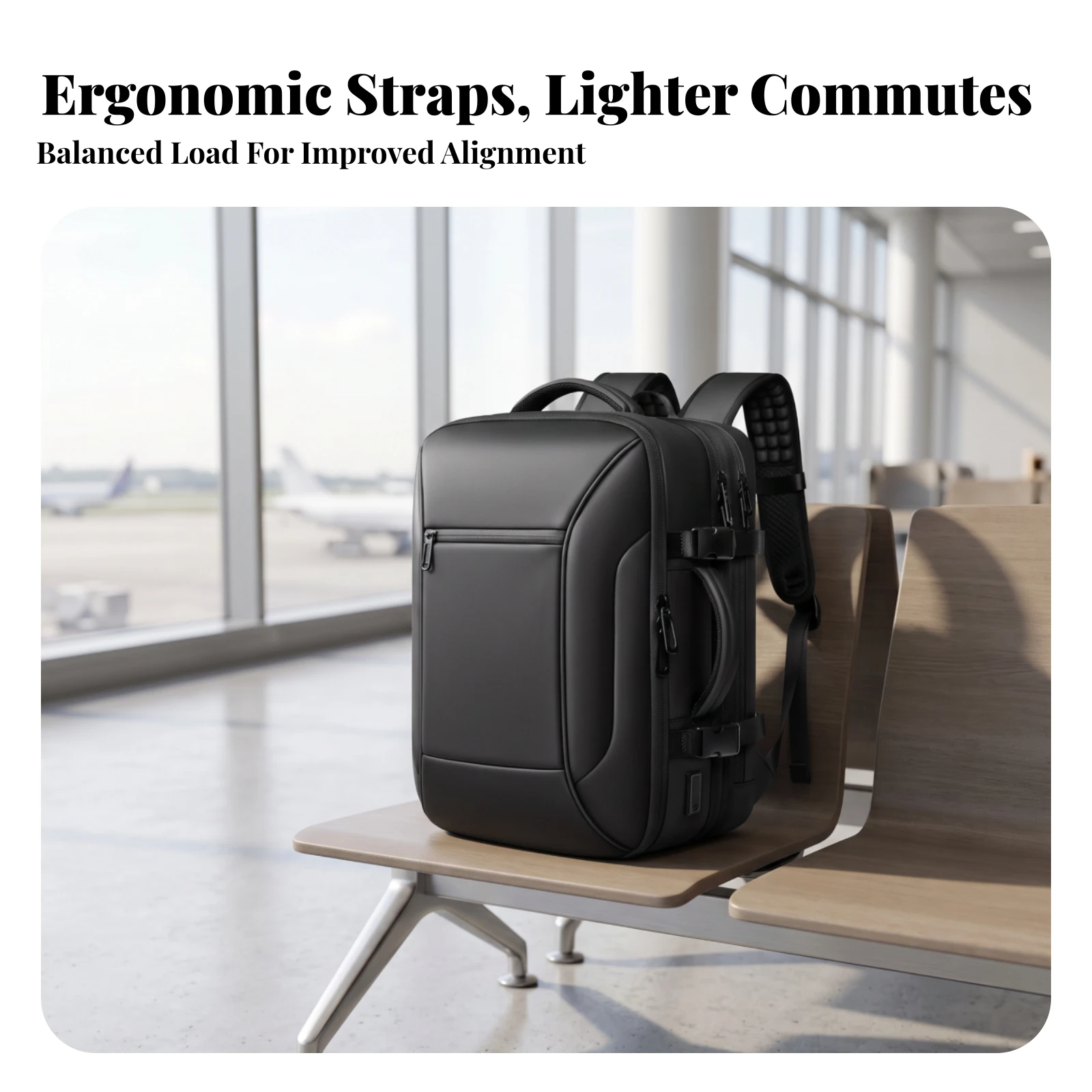 Travel Backpack with Chest Strap Comfortable Laptop Backpack Rucksack Ventilated Daypack Sturdy for Travelers, Business Trips