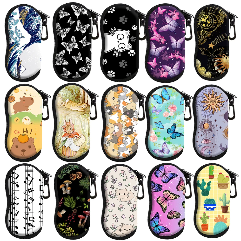 Cartoon Rabbit Cats Soft Cloth Bags Sunglasses Bags Glasses Box Bag Women Men Zipper Fabric Eyeglasses Case Eyewear Case