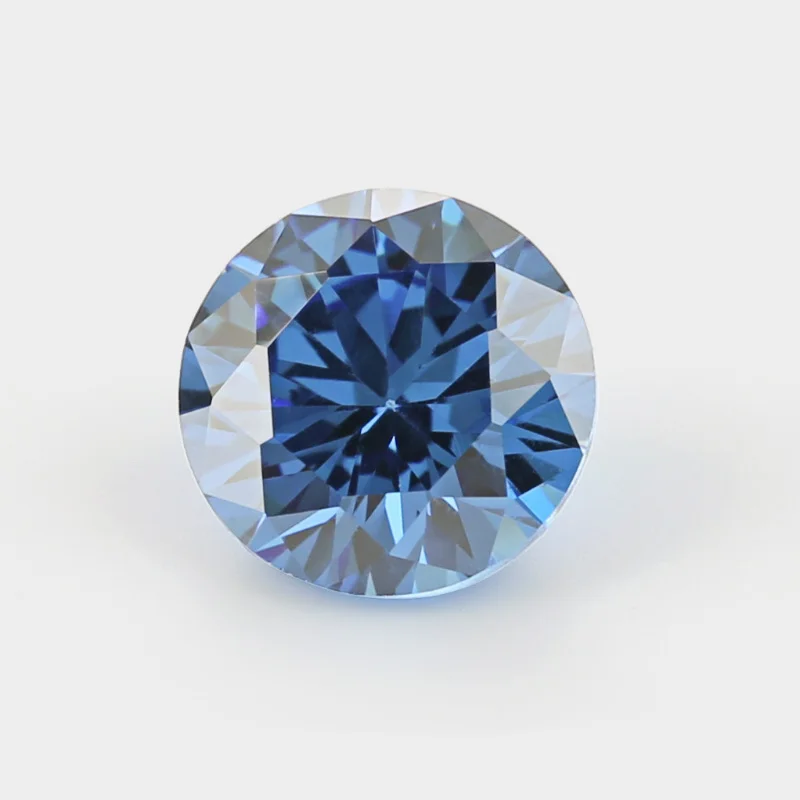 Size 3.0~10mm AAAAA Round CZ Stone European Machine Cut Middle Blue Zircon Synthetic Gems Cubic Zirconia For Jewelry