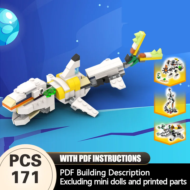 

Creators Animal Series Model MOC Building Bricks Mecha Shark Modular Technology Gifts Holiday Assemble Children Toys Suit
