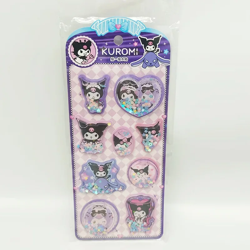 Sanrio 3D Shake Water Sticker Kawaii Hello Kitty Kuromi Three-dimensional Crystal Decoration Handbook Sticker Children's ToyGift