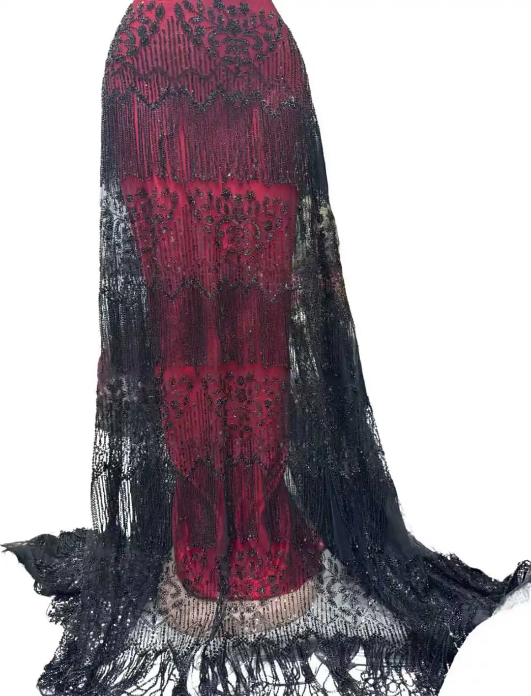 Luxury Beads Lace African 2025 High Quality 5 Yards Handmade beads Sequins Fabric Nigeria For Evening Party Dres