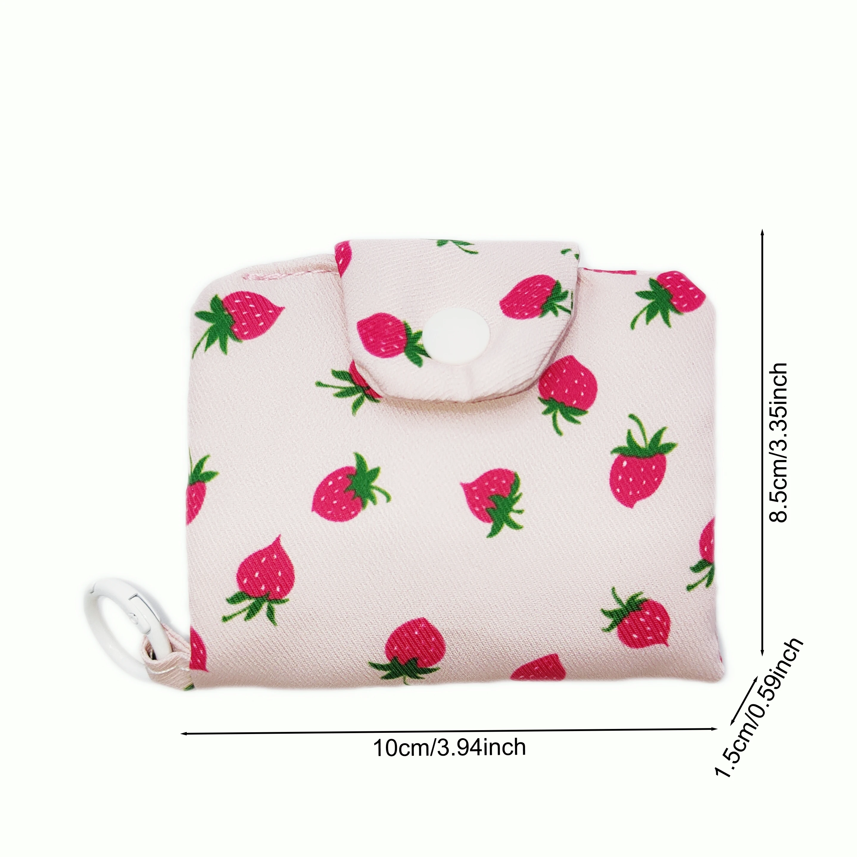 Mini Cute Flower Strawberry Canvas Card Holder Multi-Layer Coin Purse Women's Wallet Headphone Bag Storage Bag