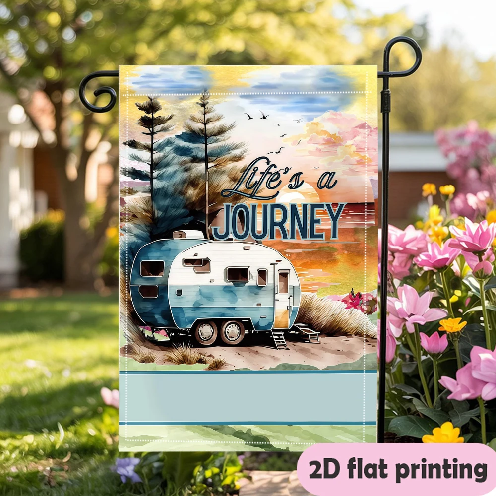 Custom Garden Flag, Custom Name Camper Sunset Life's A Journey,garden decoration Outdoor Courtyard Decor