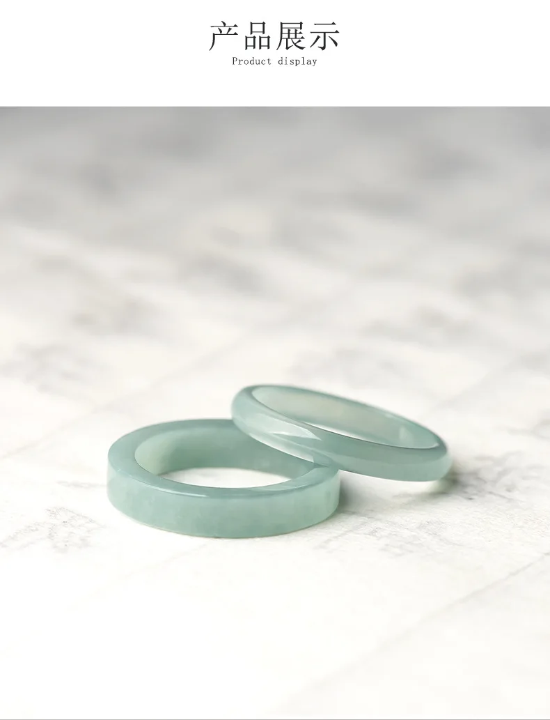 Natural Old Pit A Goods Jade Light Blue Water Ring For Men's Gifts Women's Couple Ring Ice Jadeite Square Jewelry Drop Shipping