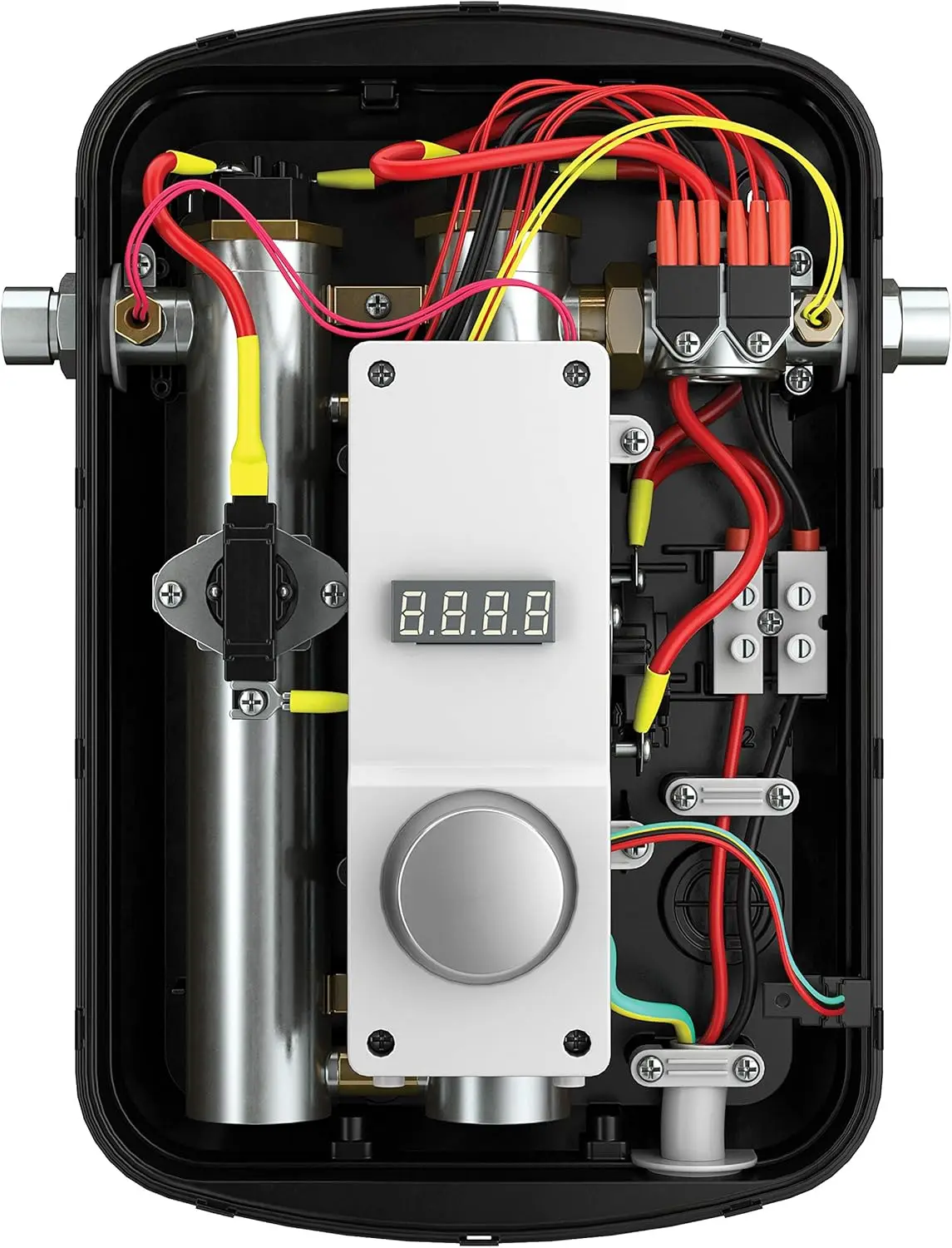 Tankless aquecedor de água elétrico com exibição de temperatura digital ajustável, ON e OFF Dial Control, 8kW, 240V