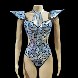 Bar Gogo Queen Style Bikini One-Piece Atmospheric Classy Silver Performance Costume Studio Performance Dance Costume