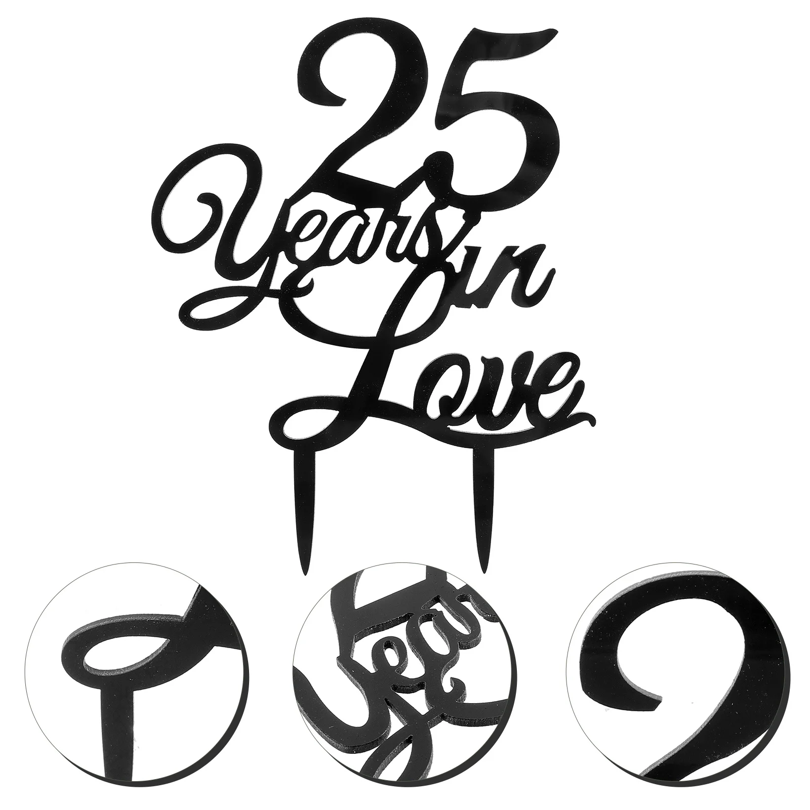 

25 Years Cake Topper Elegant Anniversary Decoration for Wedding Engagement Birthday Party 25 Years in Topper