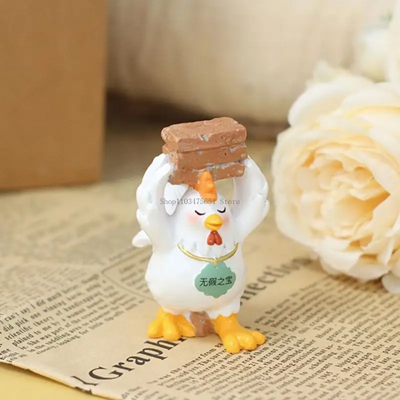  Chicken Figurines Decors Resin Chicken Sculpture Ornament Desktop Decors