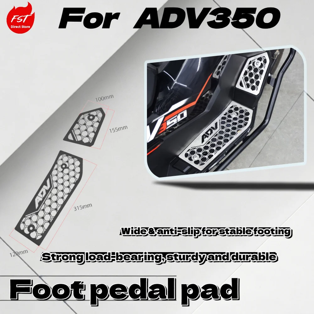 For ADV350, upgraded non-slip footboard mat, stainless steel protective foot pad, decorative modification parts