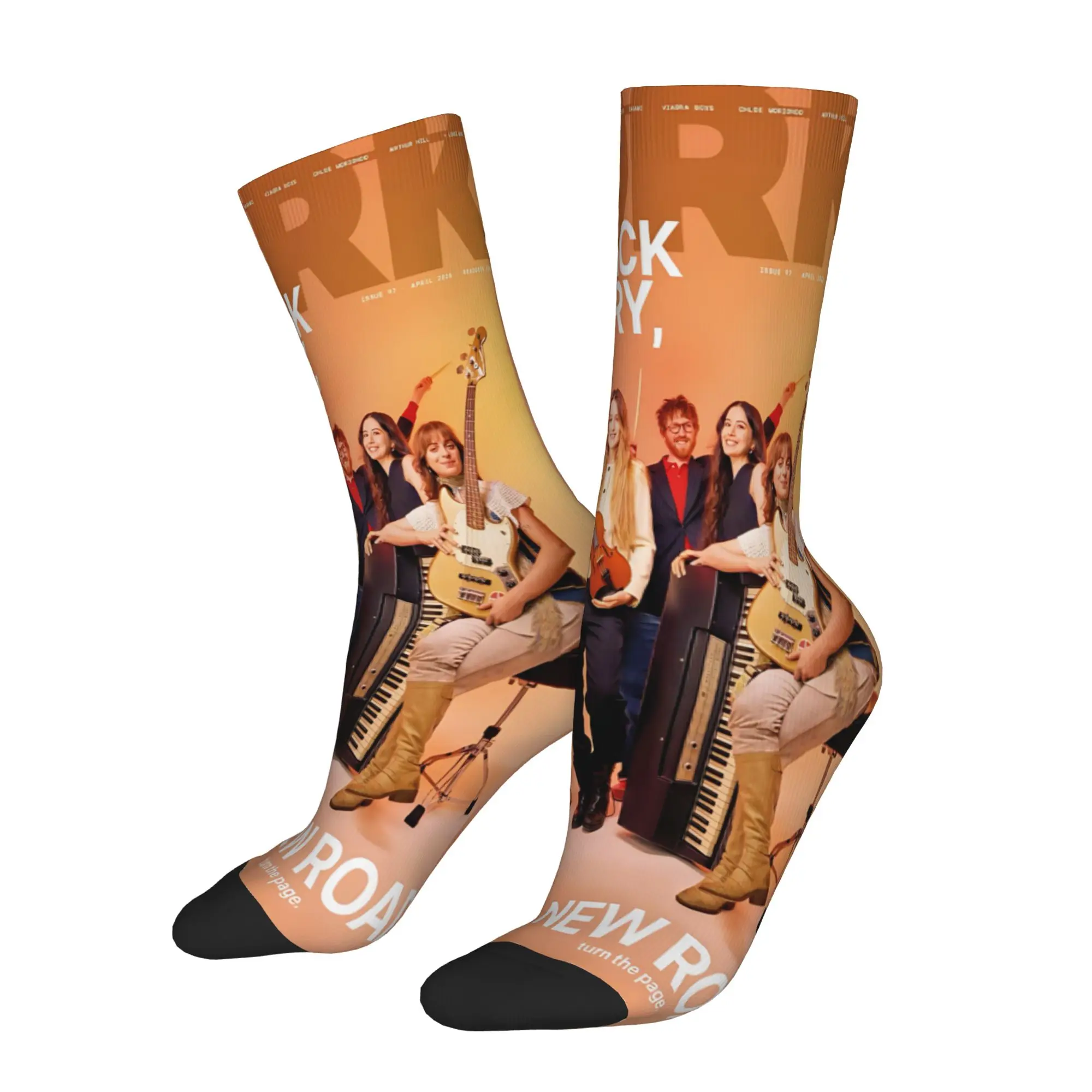 

1 Pair Happy Funny Men's Sock Speak Singing Retro Harajuku B-Black Country New Road Hip Hop Novelty Seamless Sock