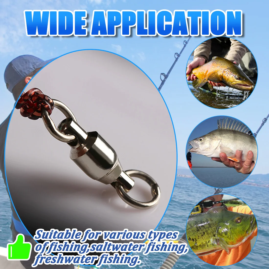 FishTrip 10-20pcs Ball Bearing Swivels Fishing Swivel Solid Ring Stainless Steel Heavy Duty Saltwater Swivel Catfish Swivels image 5
