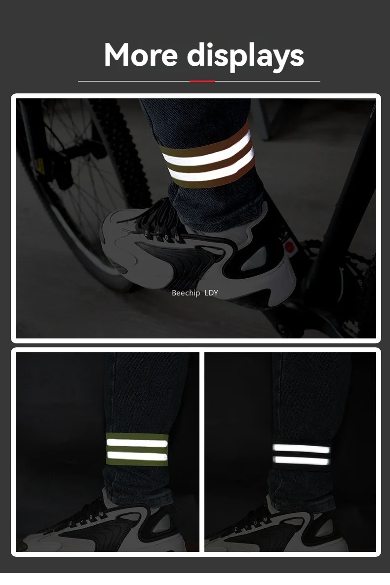 Reflektierende Fahrradhosenbänder für Nachtfahrten, Wanderungen & Laufen - Verstellbare Beinbänder als Sicherheitsausrüstung – Detail 9