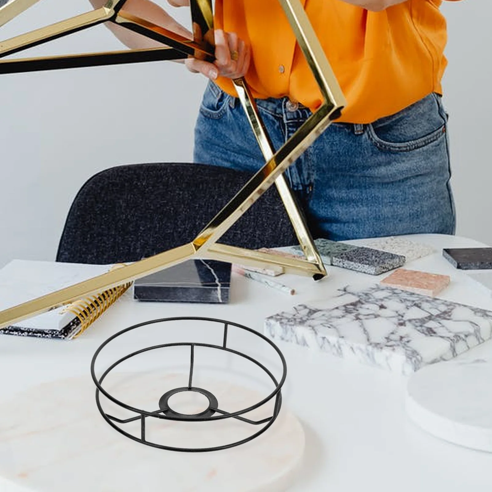 Round Lampshade Frame Iron Diy Ceiling Light Rack For Chandelier Pendant Lamp Shade Bracket Home Lighting Accessory