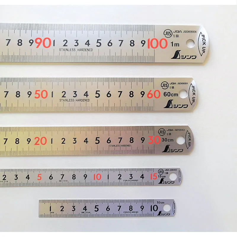 Japanese SHINWA Penguin High Precision JIS Industrial Grade Etching Stainless Steel Ruler Warping Head 13137 60CM 1PCS