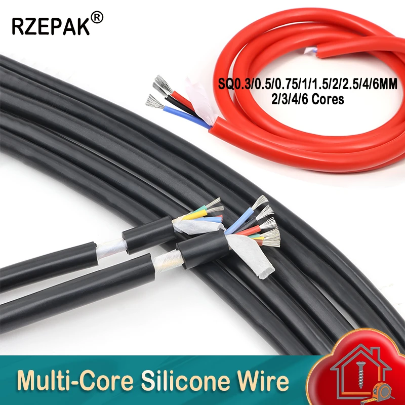 Multi-Core Silicone Wire Sq0.3/0.5/0.75/1/1.5/2/2.5/4/6mm 2/3/4/6Cs Flexible High Temperature Resistant Tinned Copper Cable