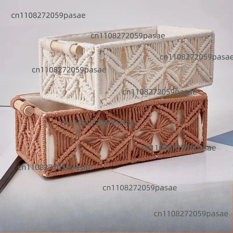 Cotton Rope Woven Storage Basket Desktop Toy Storage Box Dustproof Organizer European Style Home Cross Border