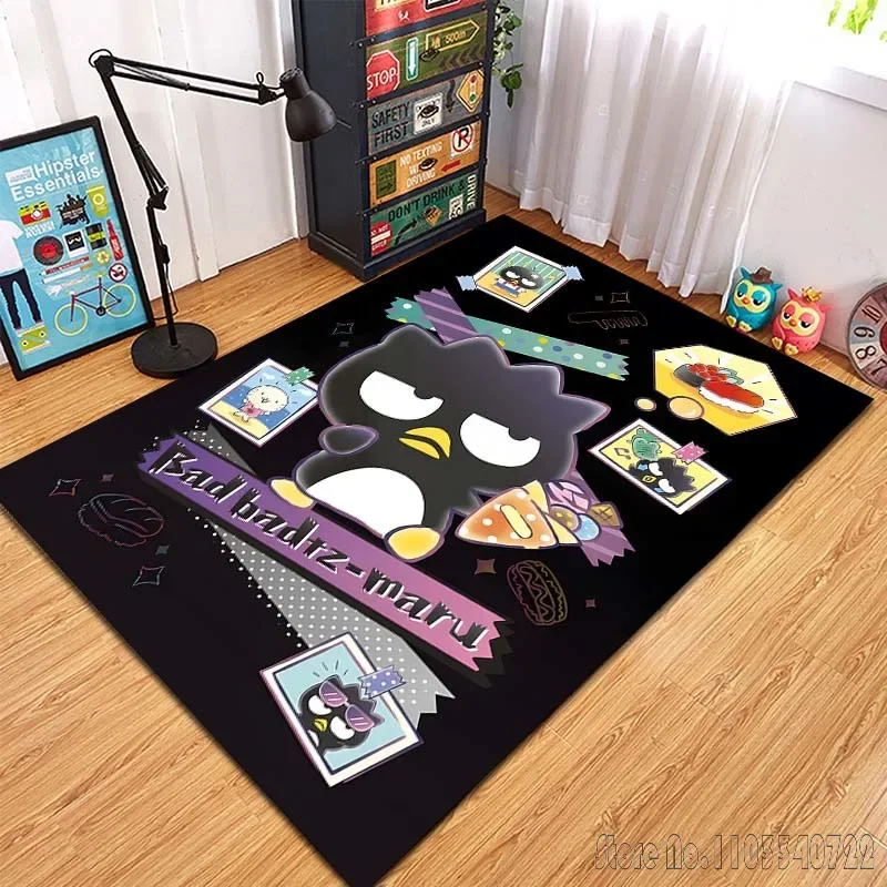 Karpet motif kartun Bad Badtz Maru Sanrio, karpet motif untuk ruang tamu, Kamar tidur, dekorasi rumah, karpet bermain anak-anak, keset anti licin