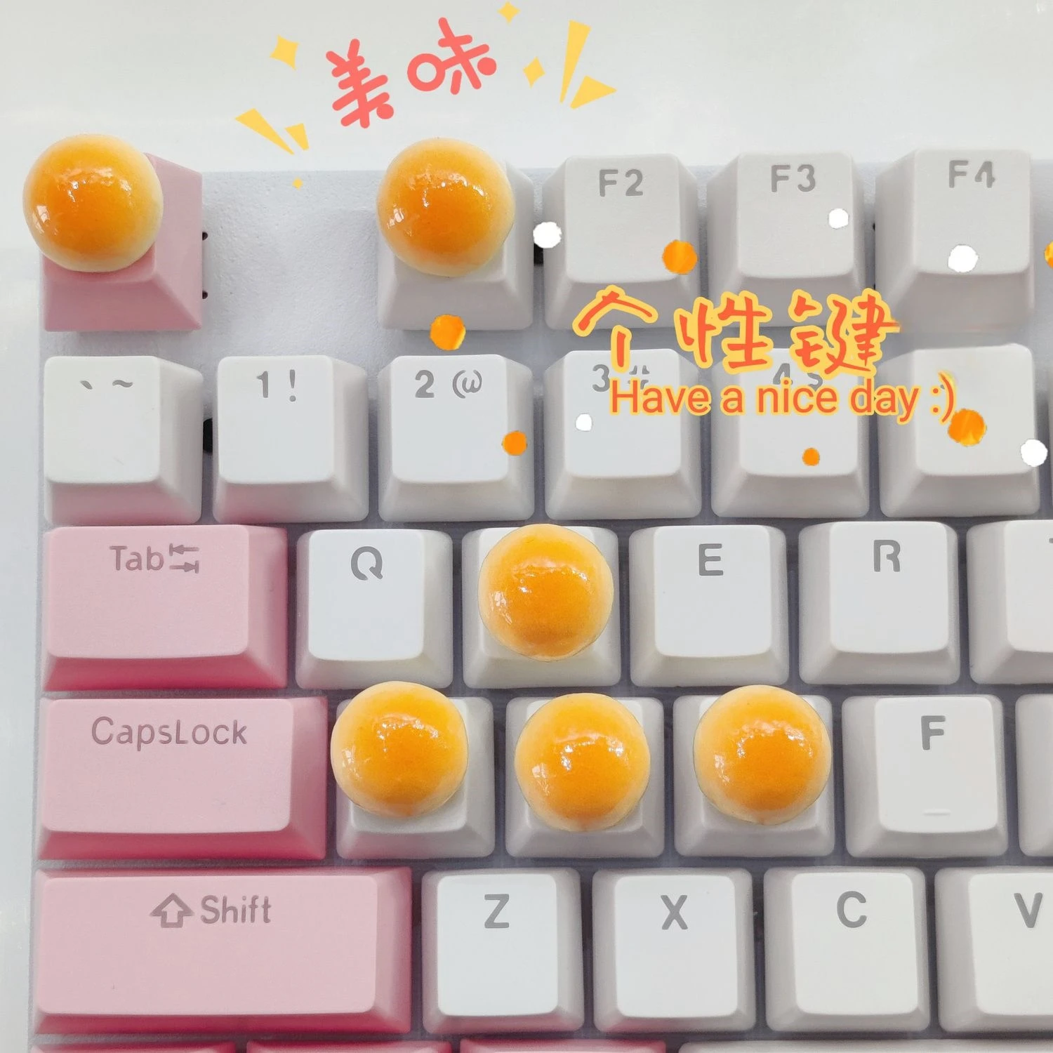 Small steamed bread office personalized keycap manicure special keyboard sticker