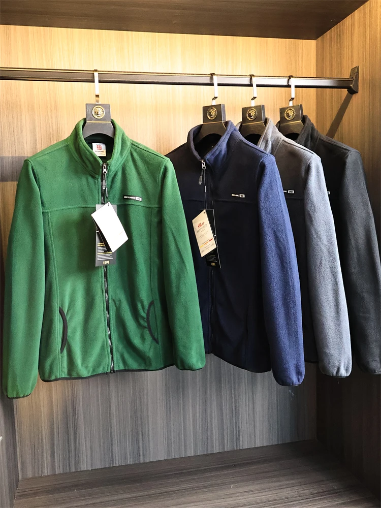 

Thiened Double-sided Fce Jaet Stand Collar Casual Windproof Men's Autumn Winter Polyester Fiber Outerwear Coat