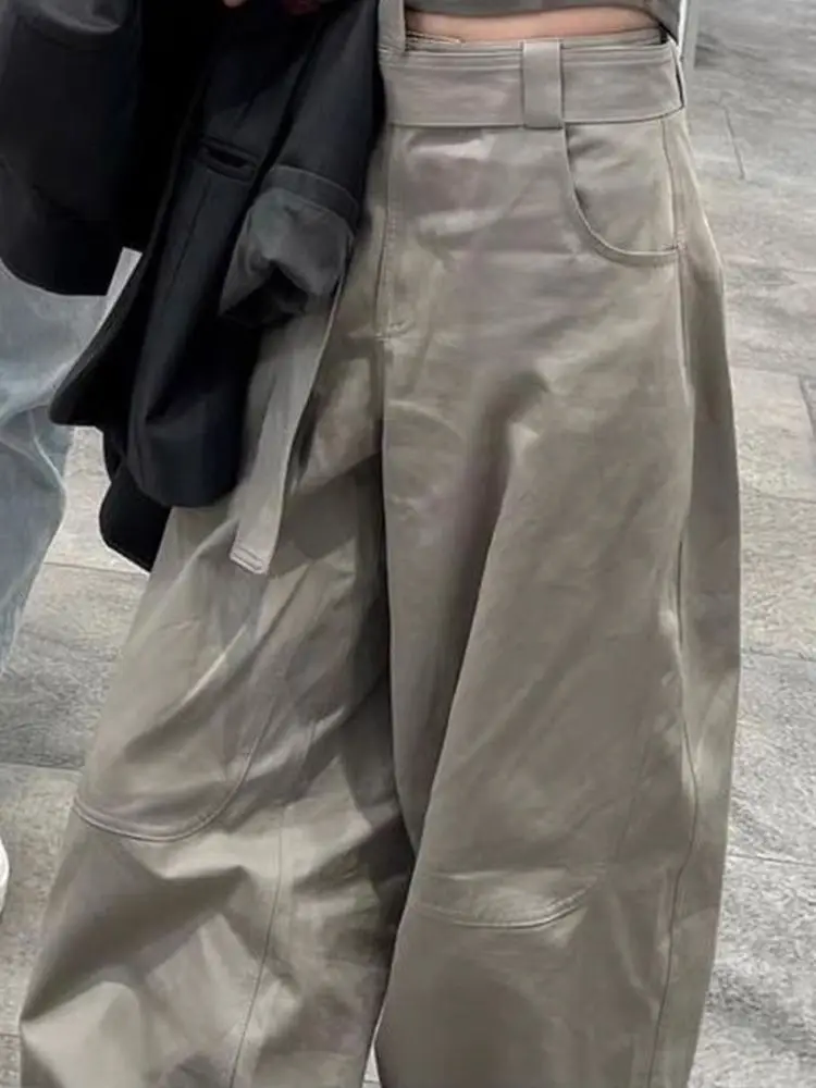 HOUZHOU Vintage Women Baggy Pants Harajuku Y2k Hip Hop Style Oversized Trousers Grunge High Waist Wide Leg Pants Streetwear