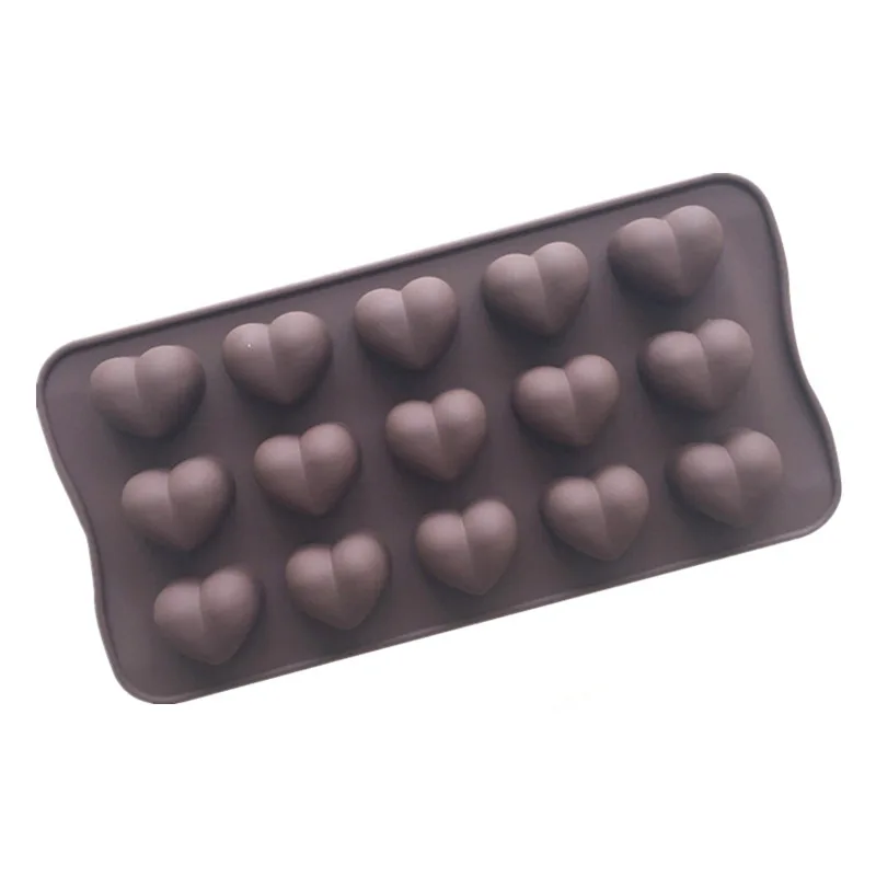 15-Cavity Heart Shaped Silicone Chocolate Mold Cake Fondant Candy Jelly Pudding Ice Cube Baking Mould for Valentine's Day