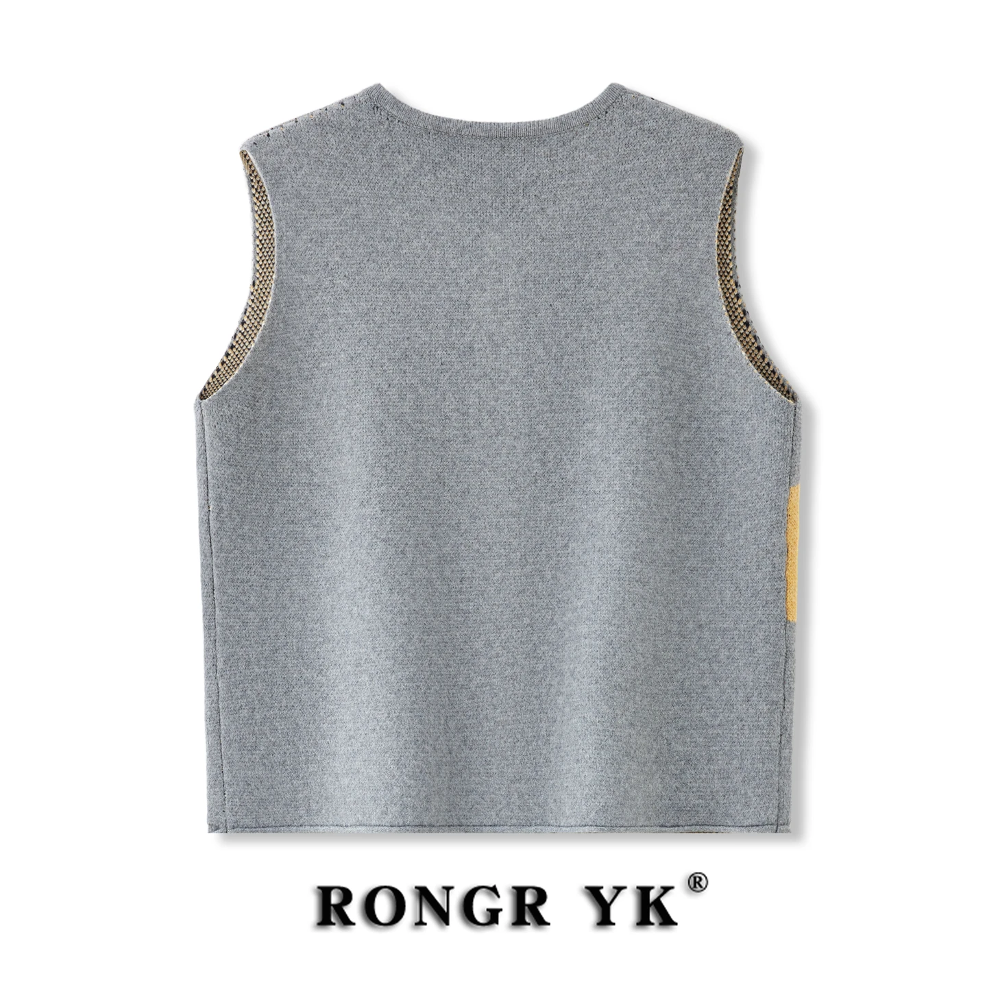 Spring Autumn Cartoon Spliced Color round Ne Knitted Vest Women Loose Embroidered Layering Sweater Vest Outerwear ort Jaet