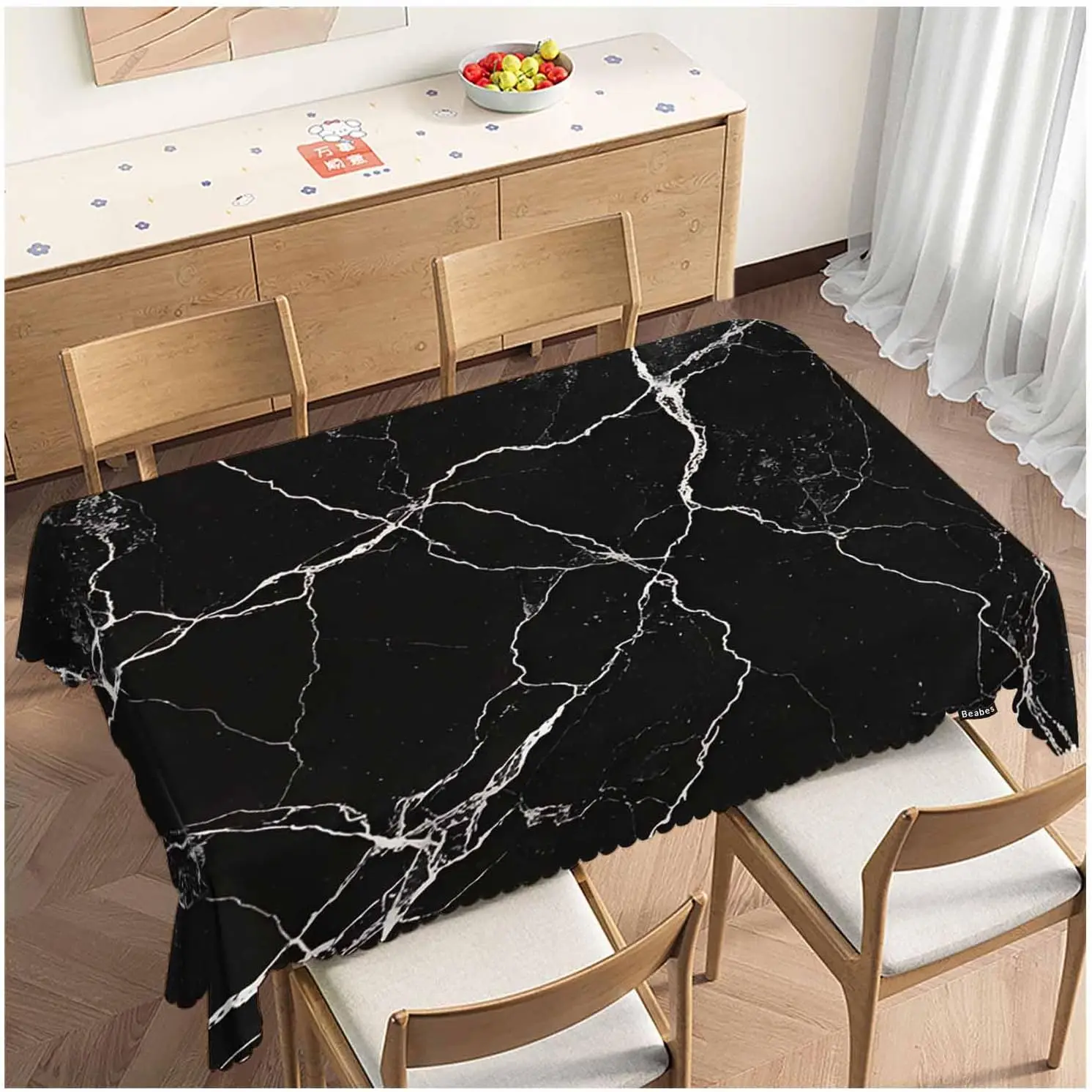 Black Marble Texture Rectangle Tablecloth Party Decor Modern Abstract Geometric Texture Kitchen Dining Table Cloth Home Decor