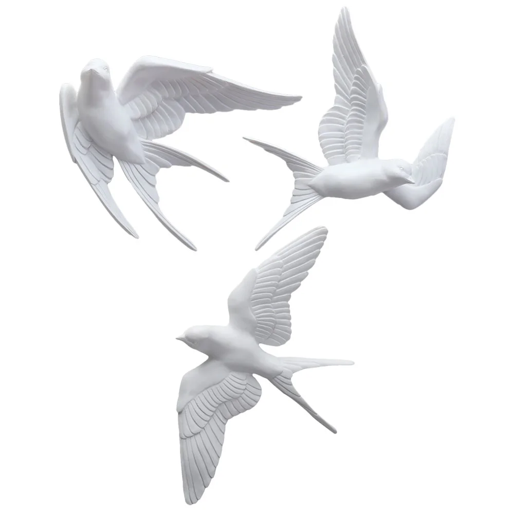 

3Pcs Artistic Swallows Decors Swallows Ornaments Delicate Swallows Models Novelty Swallows Crafts bird wall decor