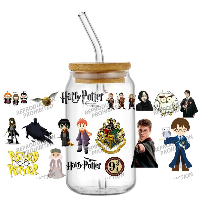Waterproof Scratch Resistant UV DTF Cup Sticker Magic Wizard Theme No Heat Transfer for 16oz Libbey Glass Can Party Decor