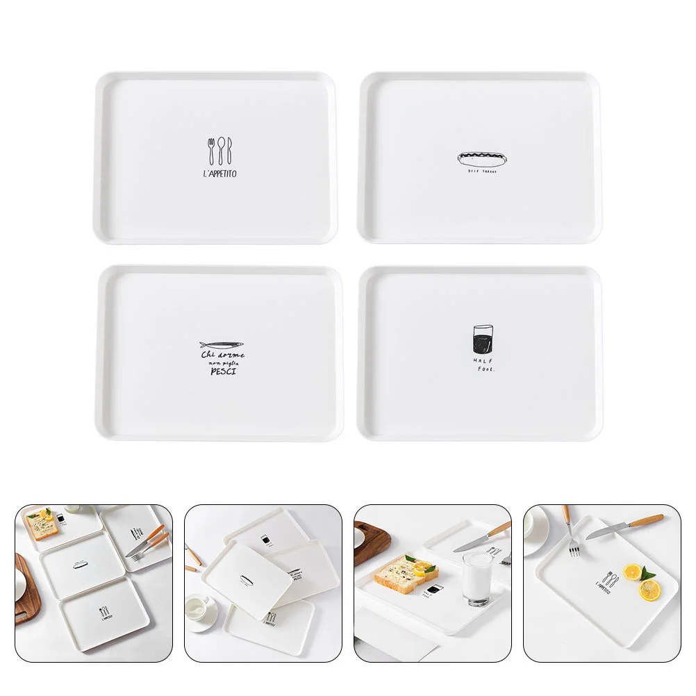 

4 Pcs Nordic Style Snack Service Tray Food Place Plates Simple Dessert Tea Cake