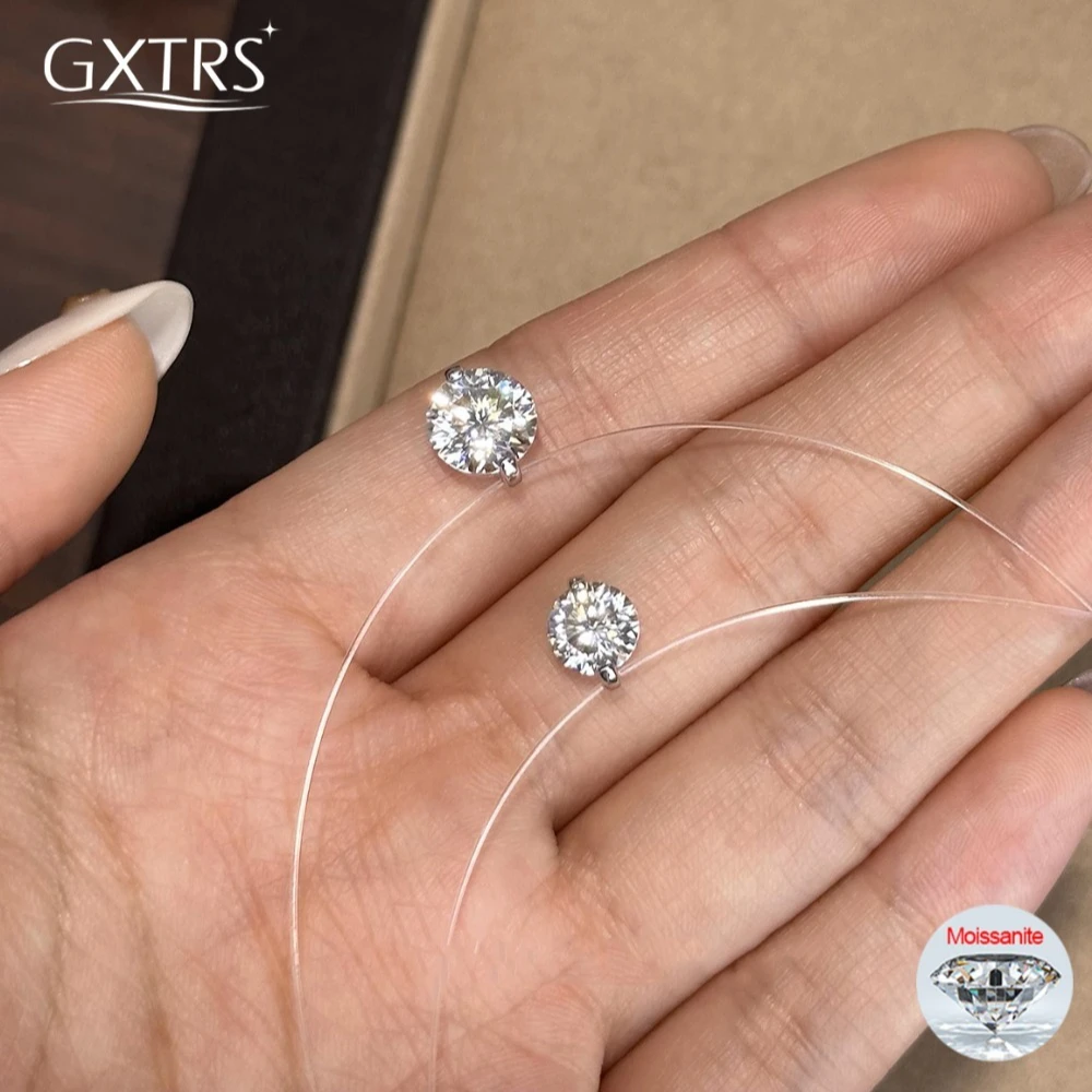 

GXTRS Real Moissanite Fishing Line Necklaces For Women 925 Sterling Silver Lab Diamond Clavicle Pendants Chain Gift Fine Jewelry