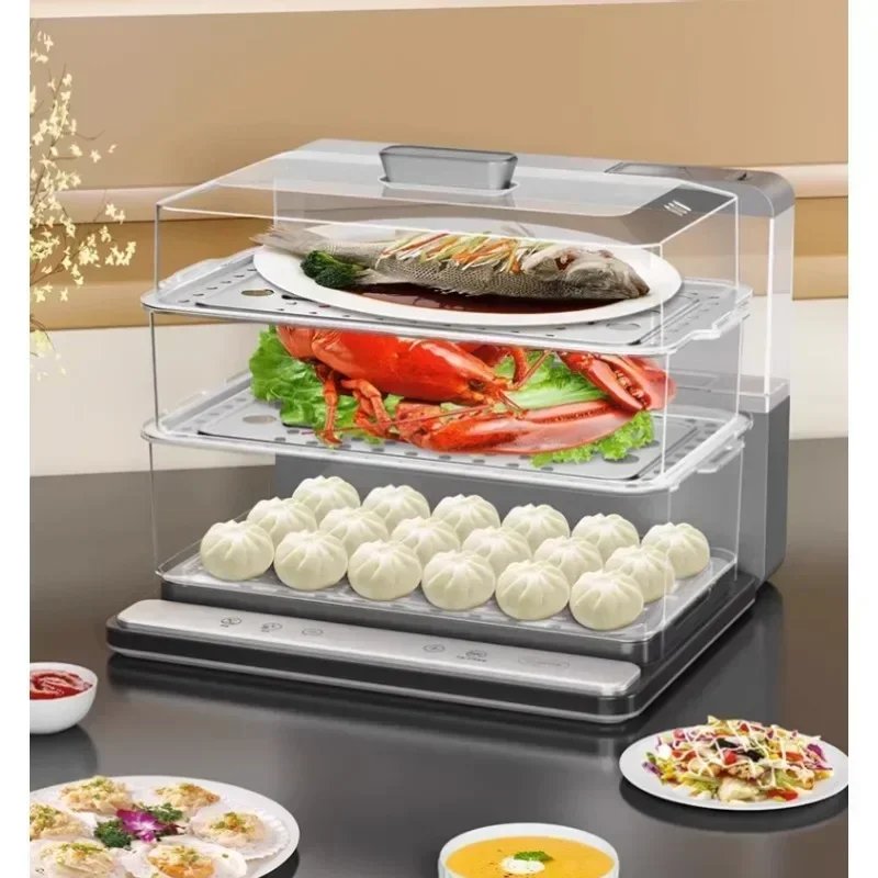 20L Electric Food Steamer with Foldable Design, Multifunctional Triple-layer & Multi-layer Steam Box ZMZG-06B