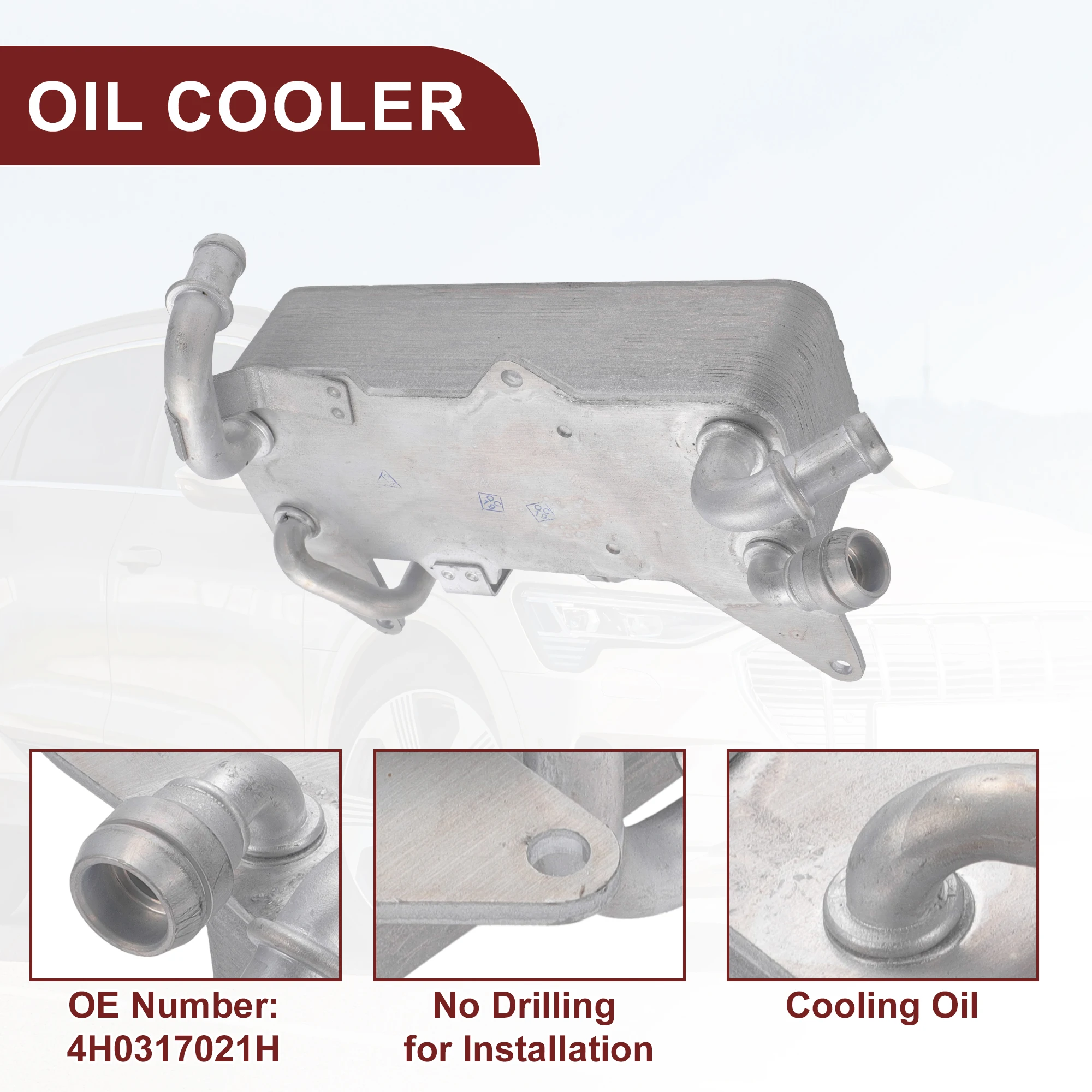 مبرد زيت المحرك UXCELL لمبرد زيت ناقل الحركة Audi A6 Quattro No.4H0317021H #5