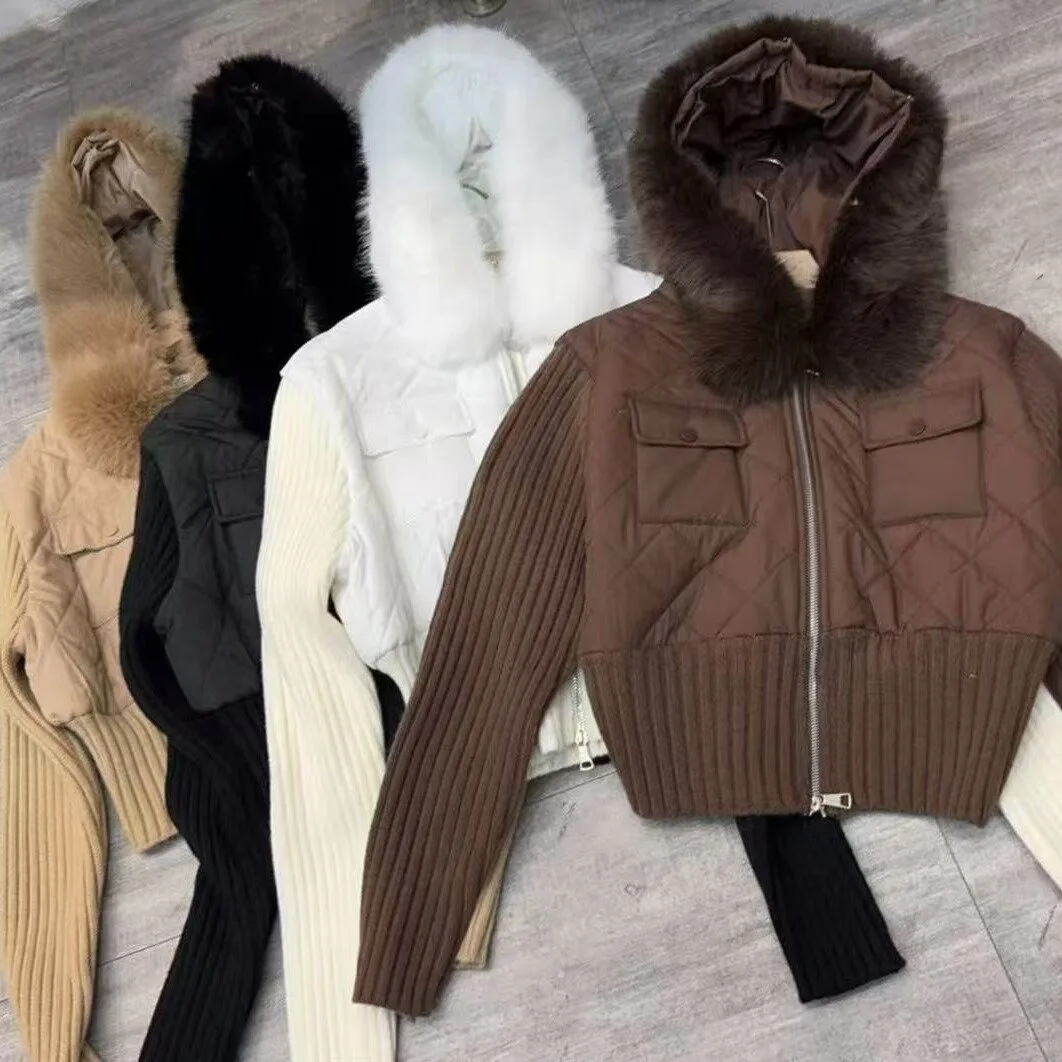 

Женский вязаный воротник из искусственного меха Jaet, осень-зима, утягивающий хлопковый топ с двойной молнией Dongda Gate Sle Long Sve Commute ...