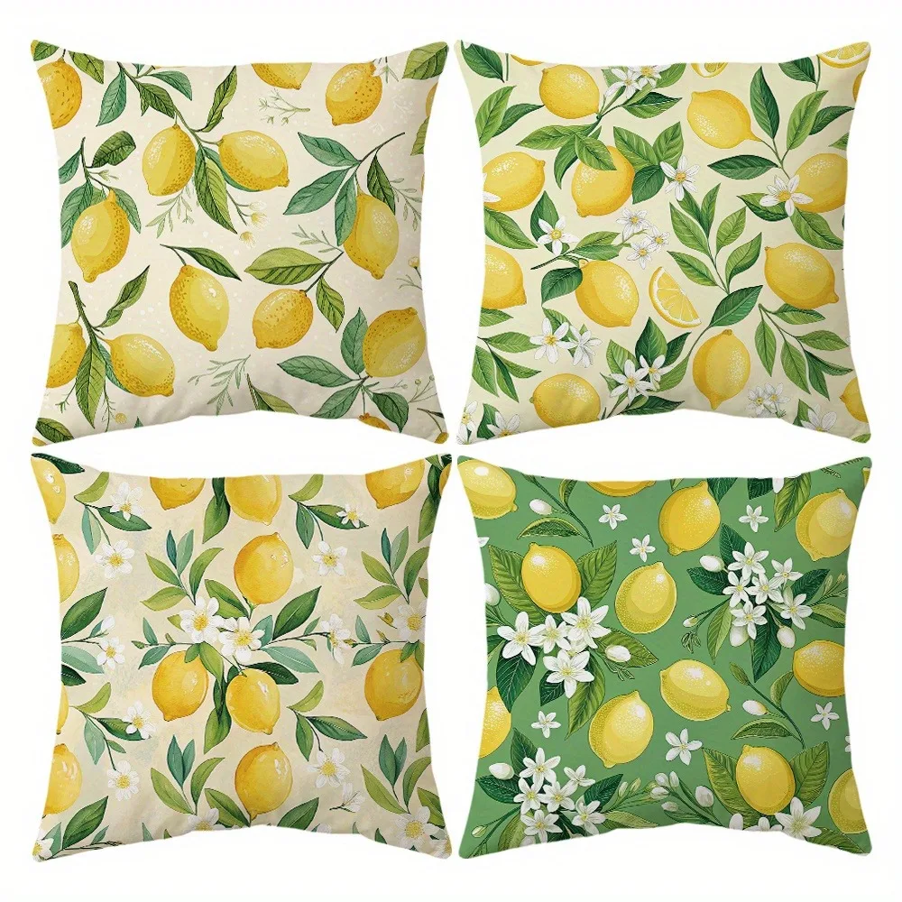 Refreshing Lemon - Floral Delight Pillow CoversLiving room sofa cushion cover, soft and comfortable, bedroom room decoration