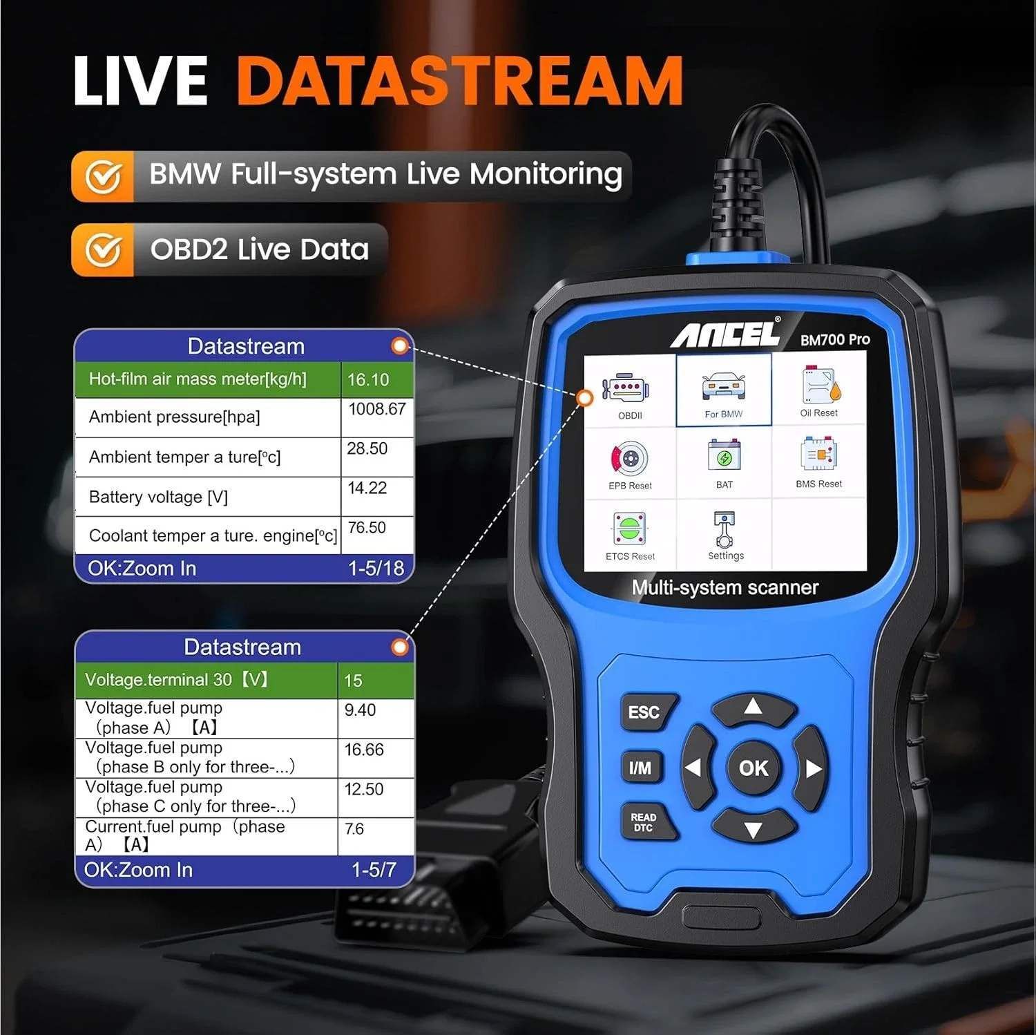 Code Reader Advanced ANCEL for BMW/Mini/RR Auto VIN OBD2 Scanner Fit for BMW Scanner Battery Registration Tool