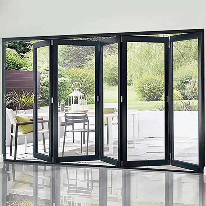 Custom Aluminum Soundproof Glass Double-Fold Doors, Panoramic Folding Doors, Accordion Folding Doors