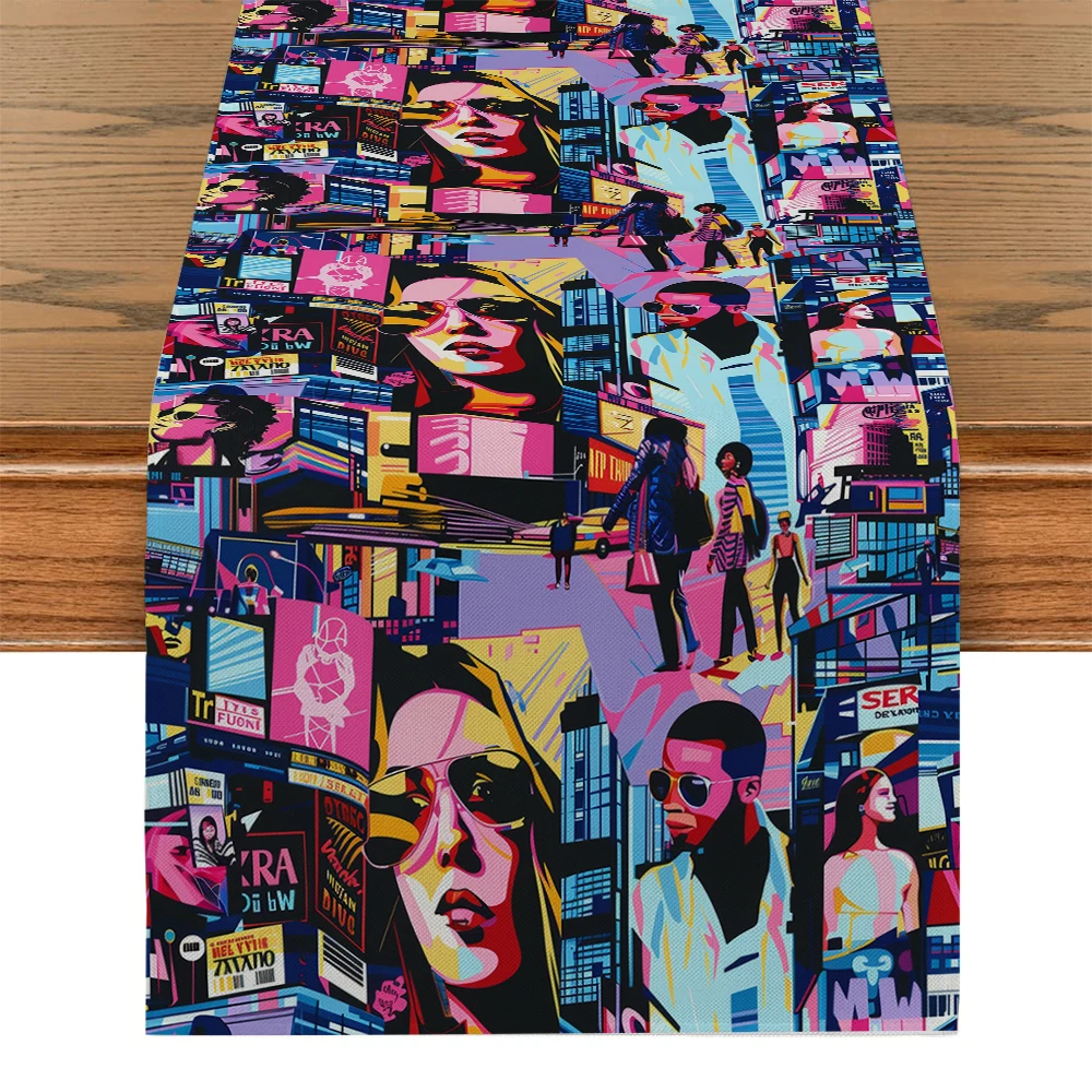 

People Building American Flag Table Runner Kitchen Dining Decoration Table Runners Holiday Decorations Room Decor