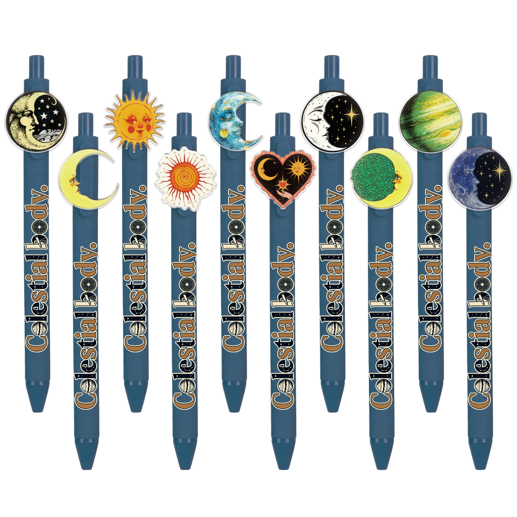 

10PCS/15PCS Retro Celestial Theme Ballpoint Pen Sun Moon Star Shaped Ballpoint Pen Student Stationery Gift Pen